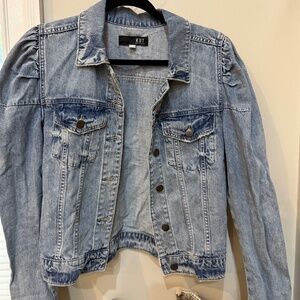Kut From the Kloth Julia Puff Shoulder Denim Jacket Medium